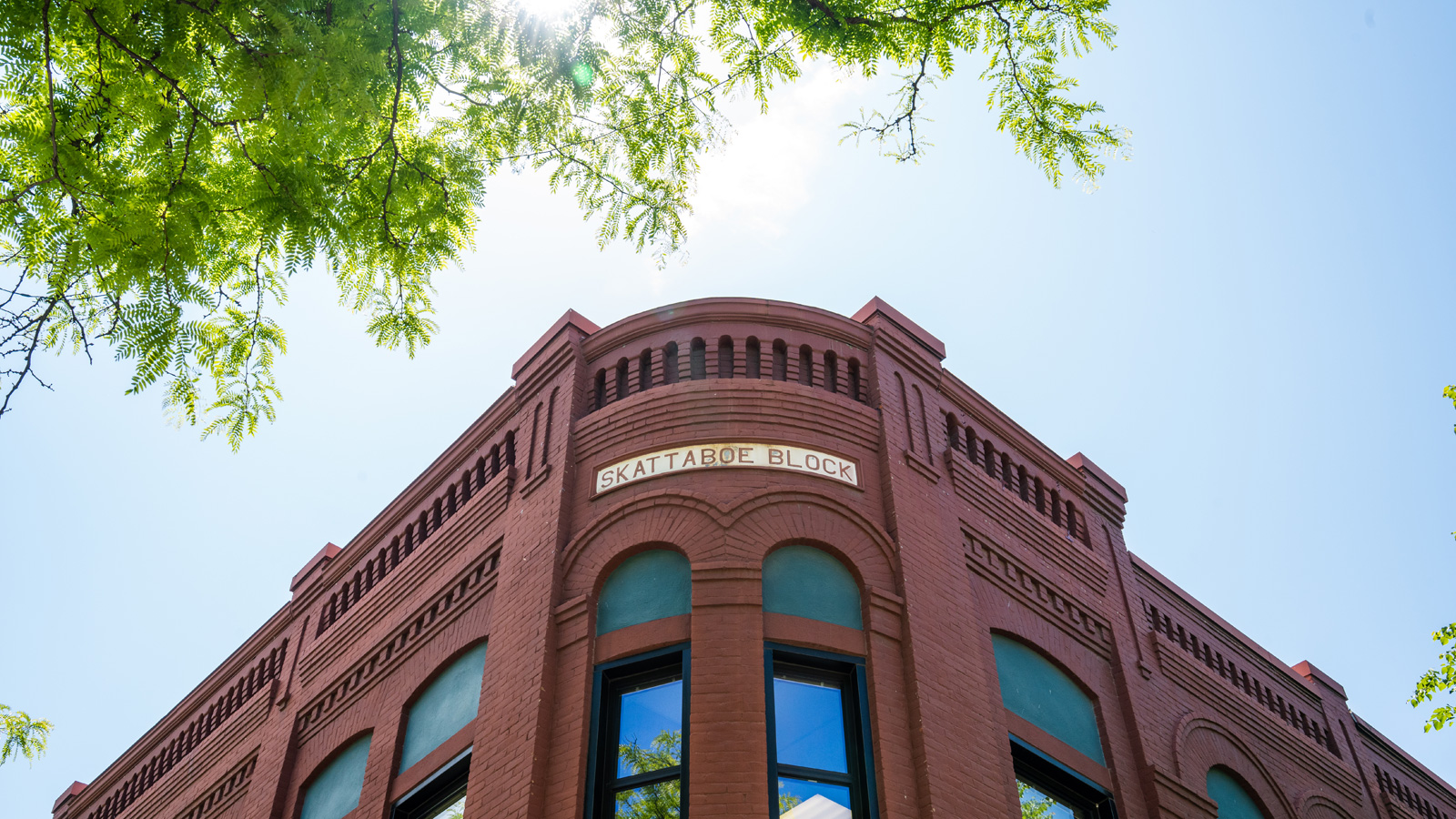 Moscow Idaho Historic Skattaboe Building where New Saint Andrews College has their campus